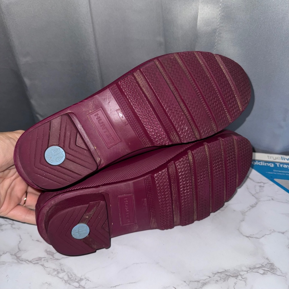 Hunter Original Chelsea Boots Women 8 Burgundy/Plum Matte Waterproof Rain Ankle - Picture 7 of 11